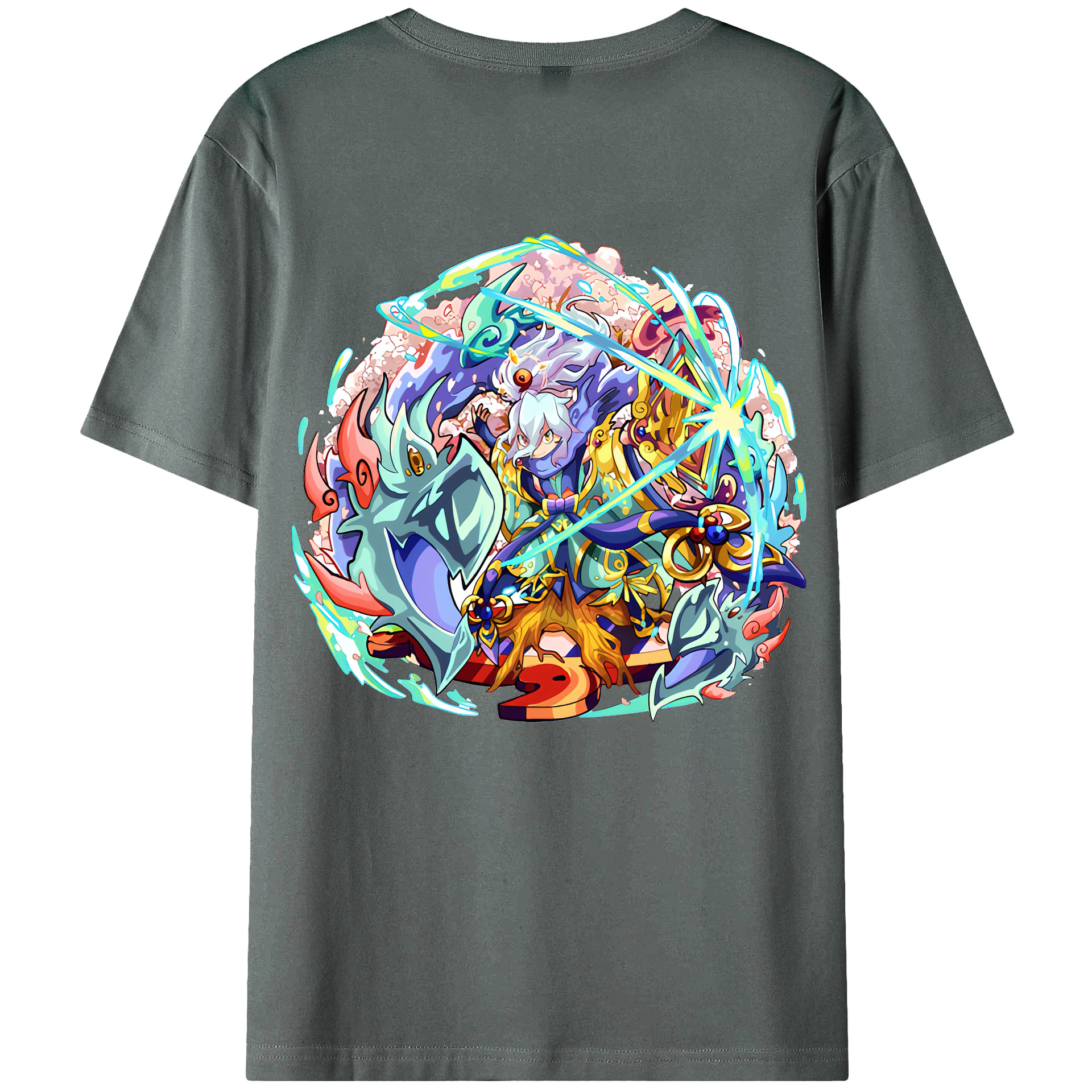 （画像用） 妖怪ウォッチ Yo-kai Watch 綿100％ メンズ半袖Tシャツ（バックプリント） 通気性